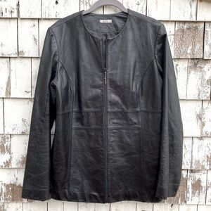 Halogen Mid-Length Leather Jacket